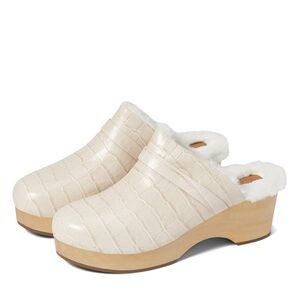 Andre Assous Cream Mules with Faux Fur